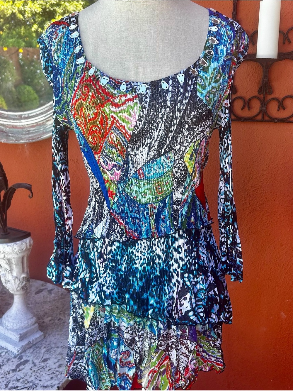 Alberto Makali Y2K tiered paisley print long sleeve dress